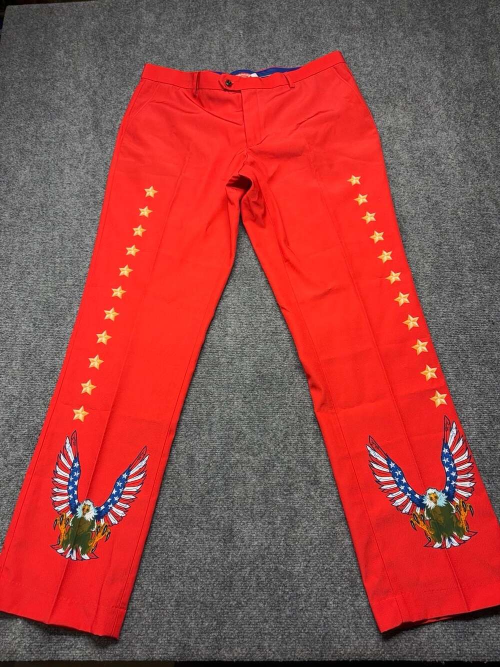 Shinesty Pants Mens 38x35 Red Patriotic USA Flag Eagle Stars Dress Novelty NEW